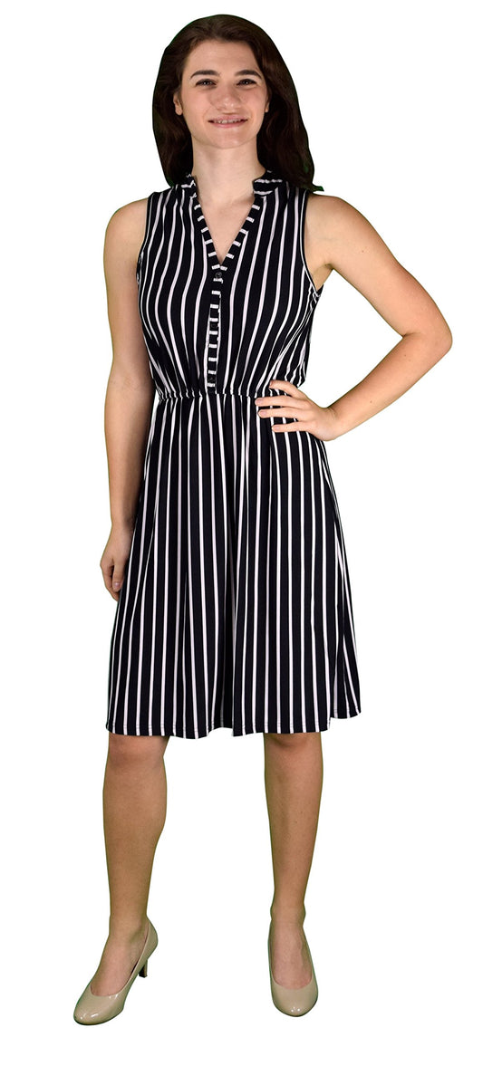 Wholesale Bulk Lot: Vintage Black Pinstripe Button Up Sleeveless Shift Dress Large