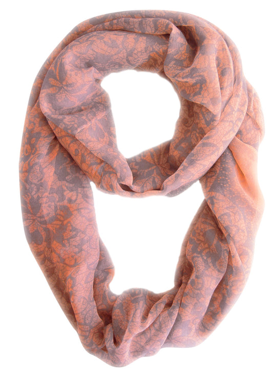 Wholesale Bulk Lot: Pink/Grey Tropical Hawaiian Hibiscus Flower Lace Infinity Loop Scarf Reseller