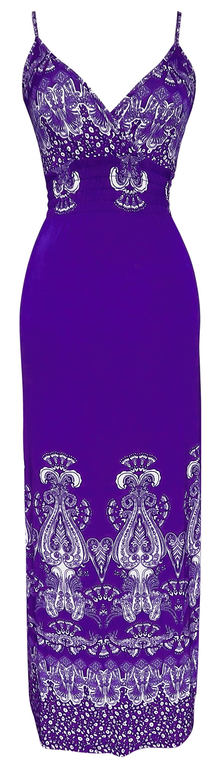 Wholesale Bulk Lot Paisley Print Smocked Waist Tank Maxi Dress Purple XXL Reseller