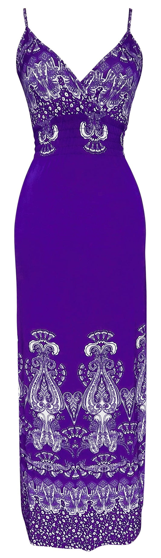 Wholesale Bulk Lot Paisley Print Smocked Waist Tank Maxi Dress Purple XXL Reseller