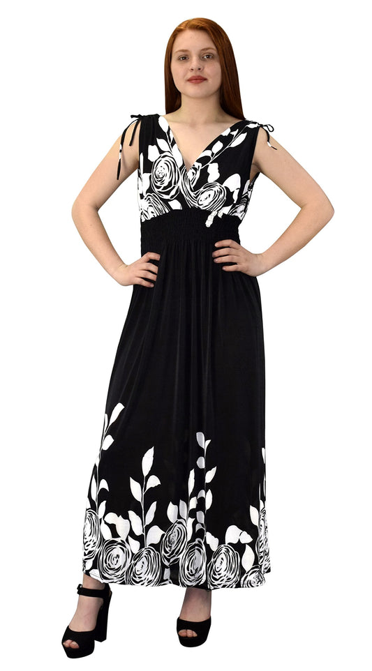 Wholesale Bulk Lot: Gypsy Floral Rose Boho Maxi Dress Black Large