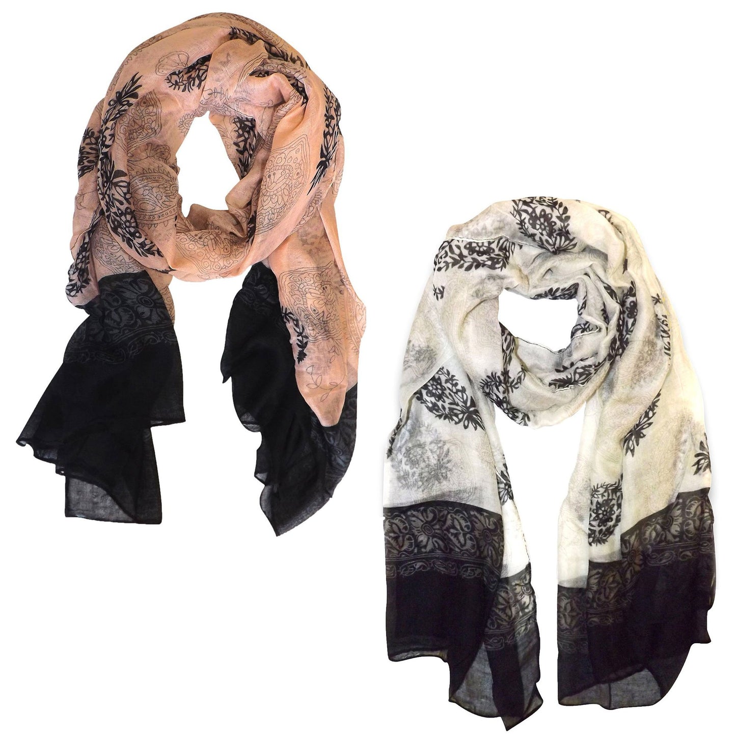 Wholesale Bulk Lot: Tribal Flower Graphic Paisley Print Lightweight Scarf for Resellers