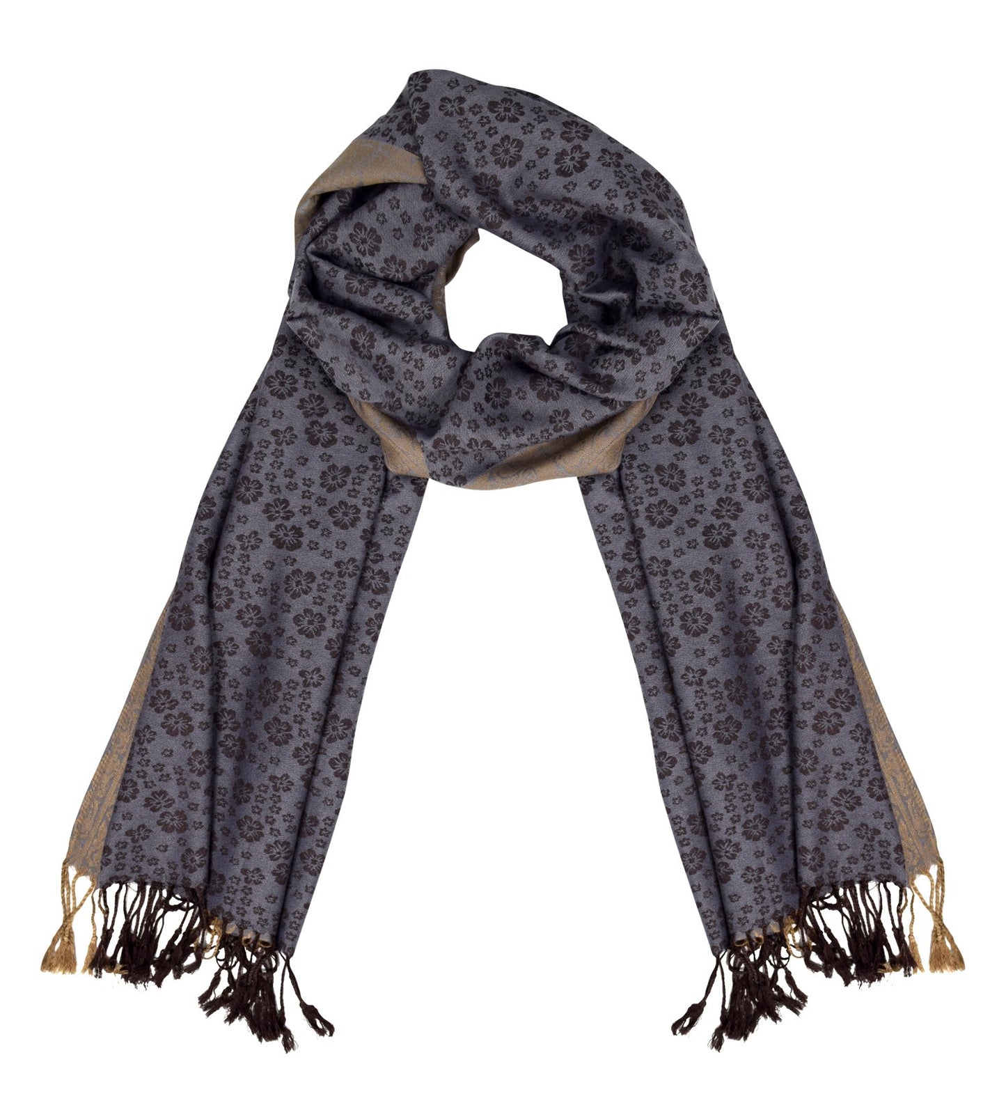 Wholesale Lot Elegant Floral Pattern Pashmina Wrap Shawl Scarf Silver Gold Bulk Reseller Pack