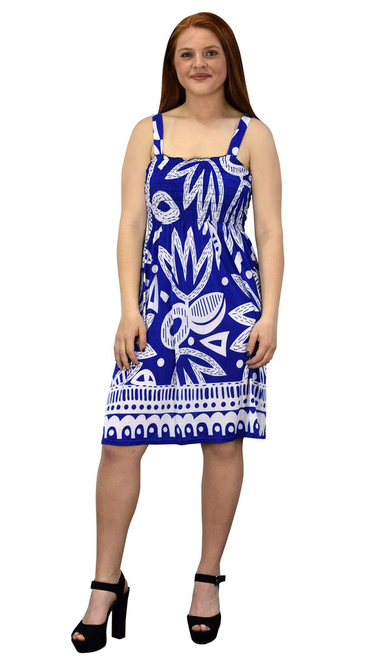 Wholesale Bulk Lot: Aztec Blue White Exotic Smocked Summer Dress XL