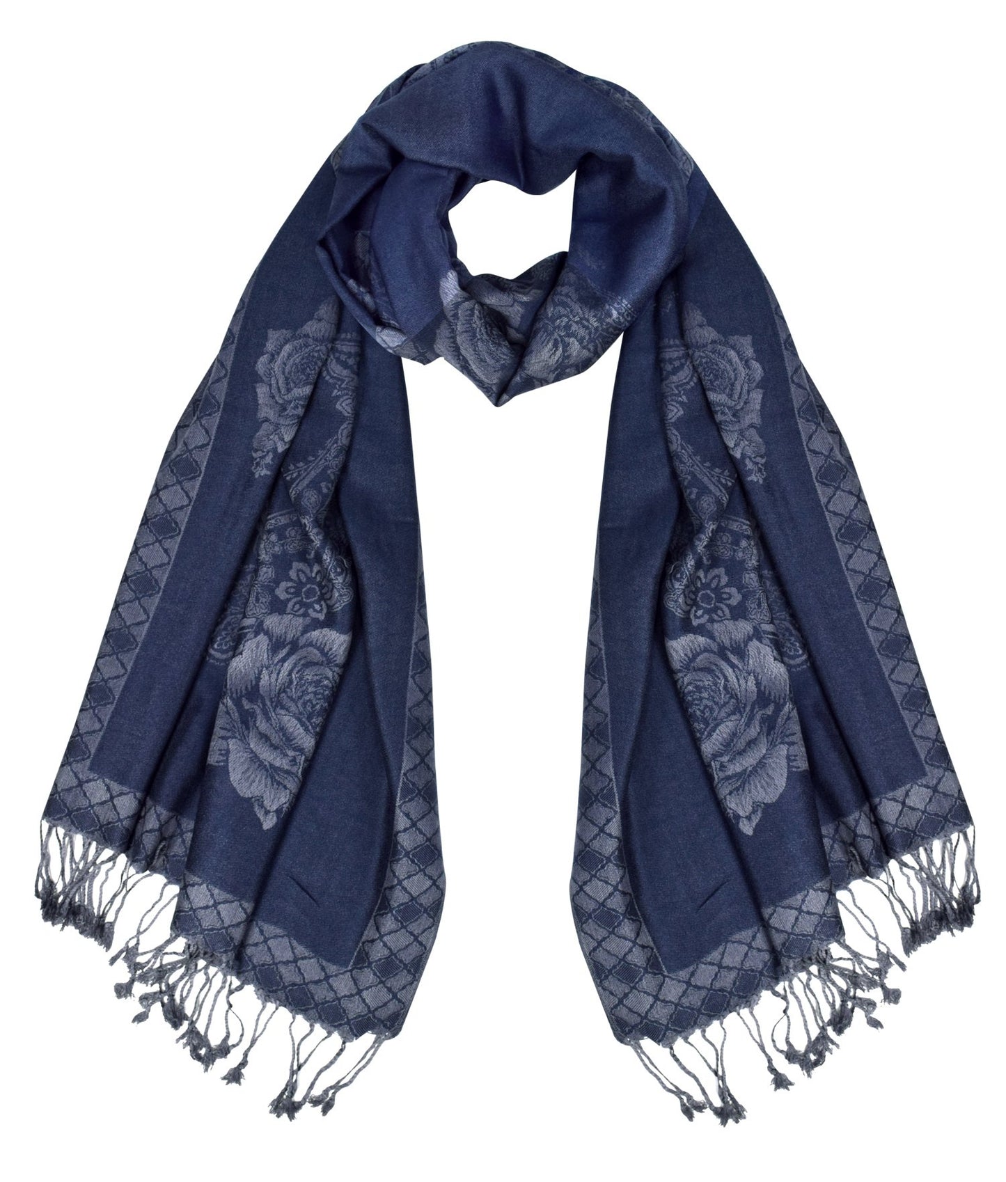 Wholesale Bulk Lot Floral Pattern Pashmina Wrap Shawl Rose Navy Grey Scarf for Resellers