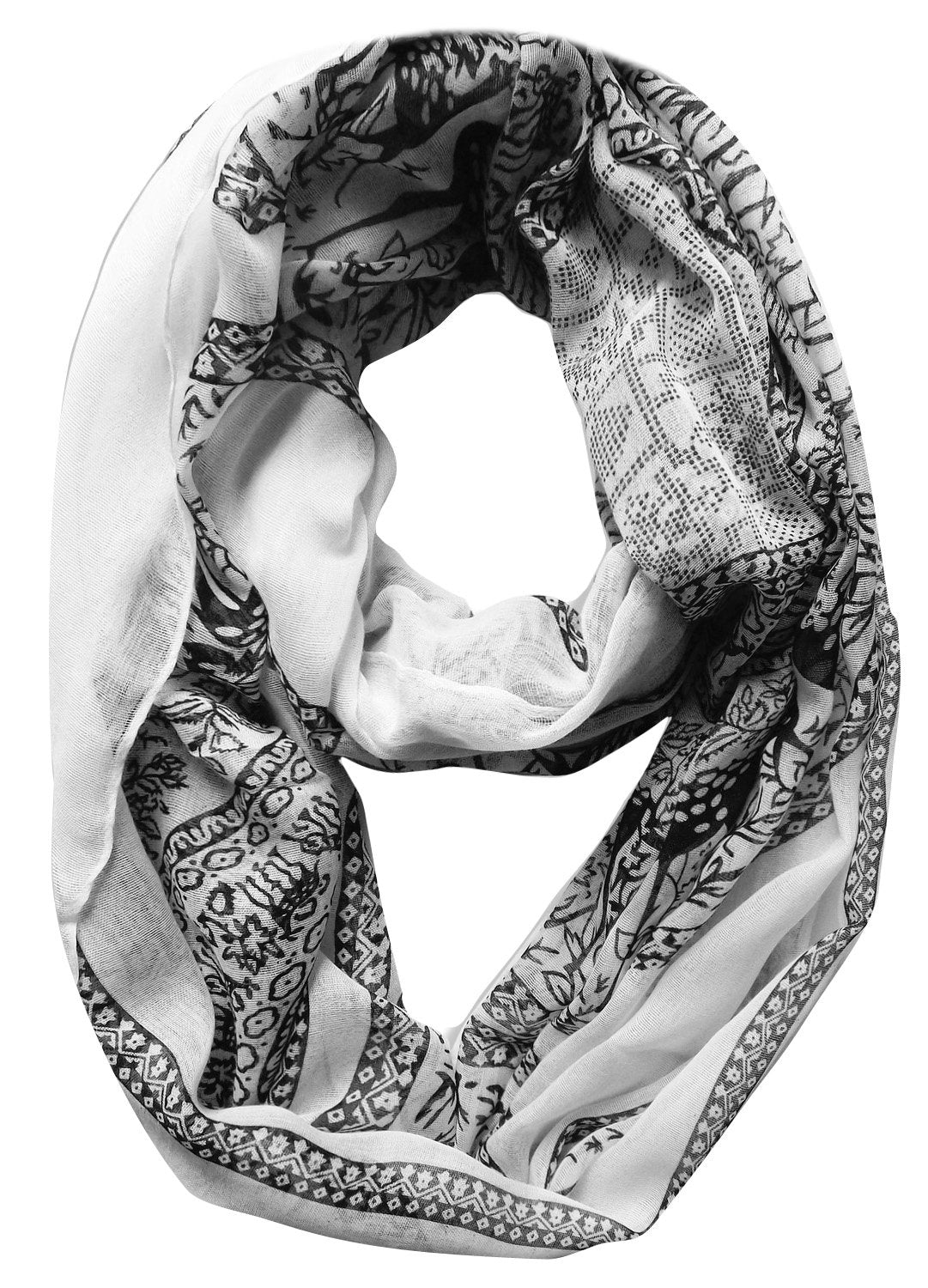 Wholesale Bulk Lot: Luxury Black Deer Animal Print Infinity Loop Scarf for Resellers