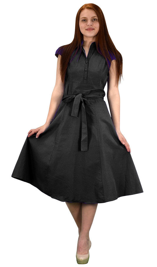 Wholesale Bulk Lot: Cotton Button Up Vintage Tea Party Swing Dress Black XL Reseller