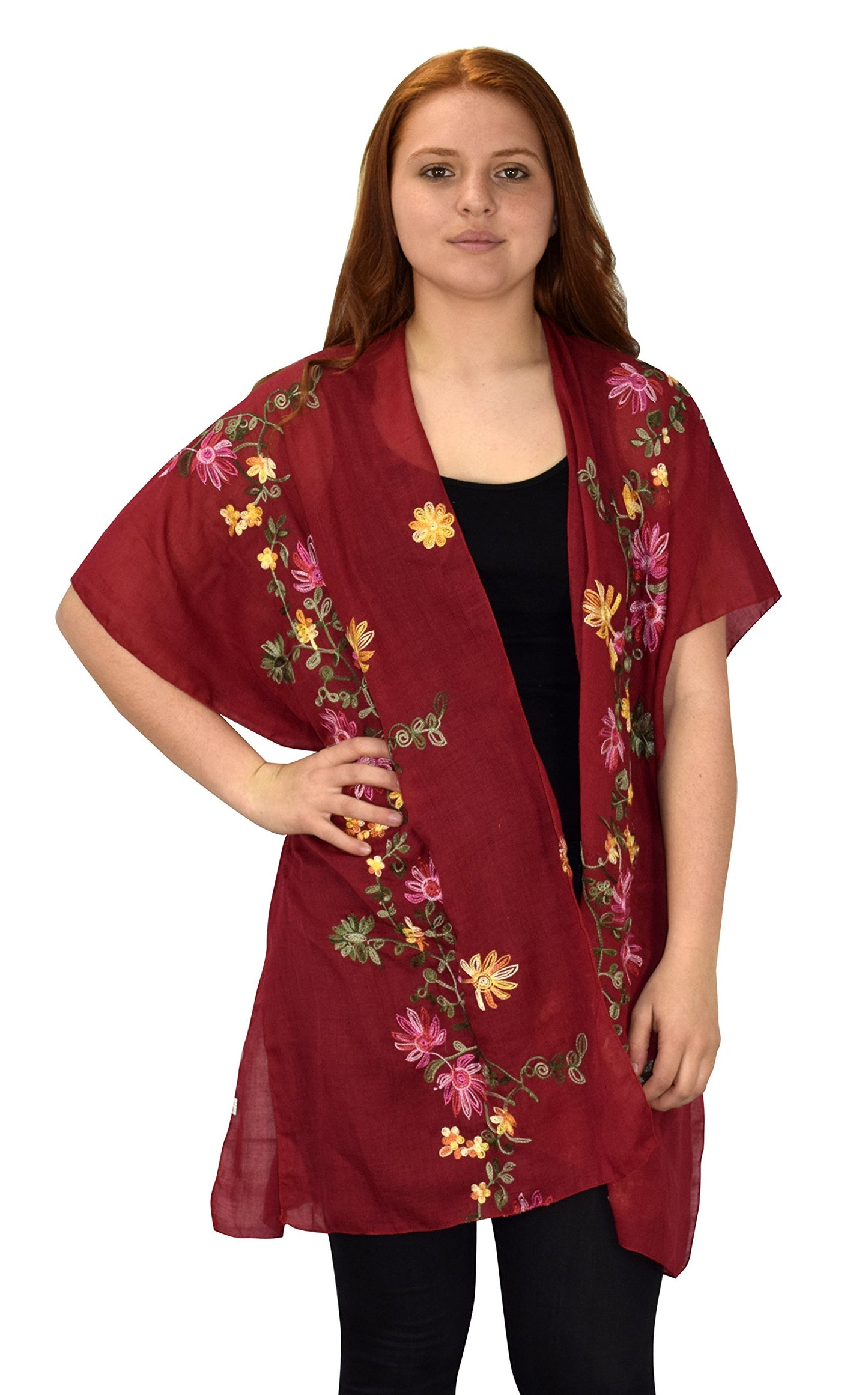 Wholesale Bulk Lot: Vintage Floral Embroidered Lightweight Summer Cardigan Red