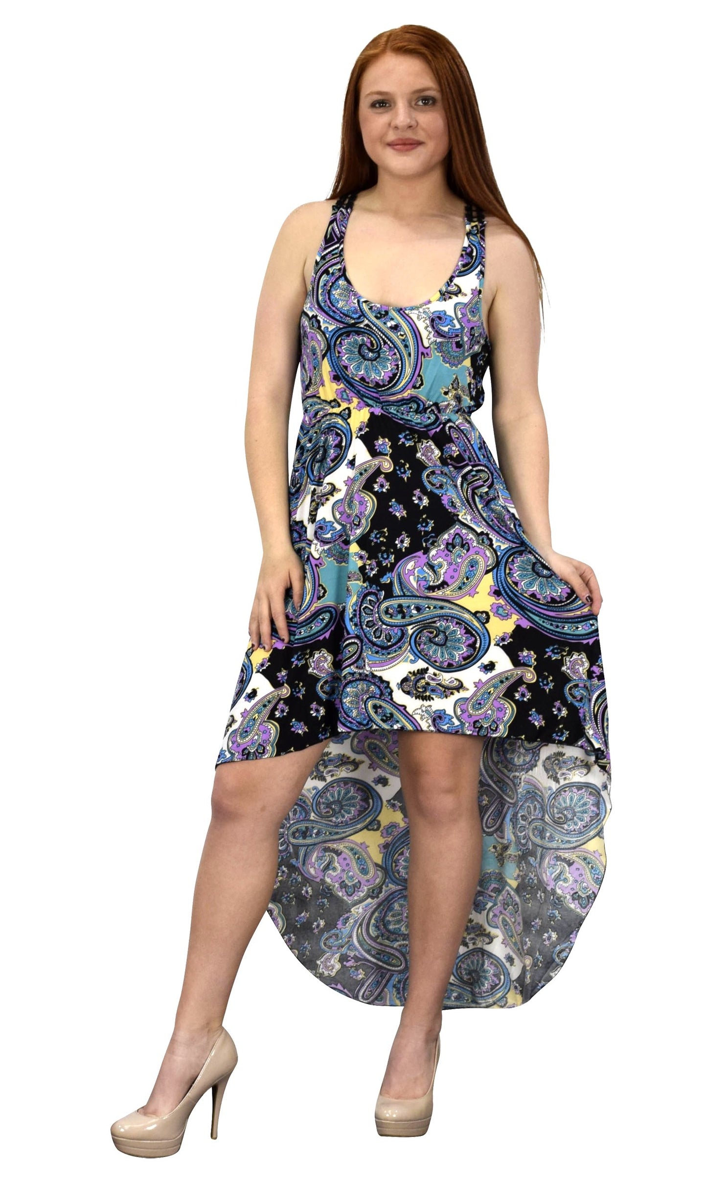 Wholesale Lot: Lavender Paisley Crochet Back Blouson Hi Lo Dress Size Medium
