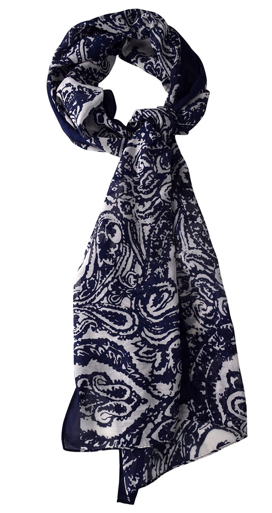 Wholesale Lot: Damask Paisley Henna Lightweight All Season Navy White Scarf Shawl Reseller Pack