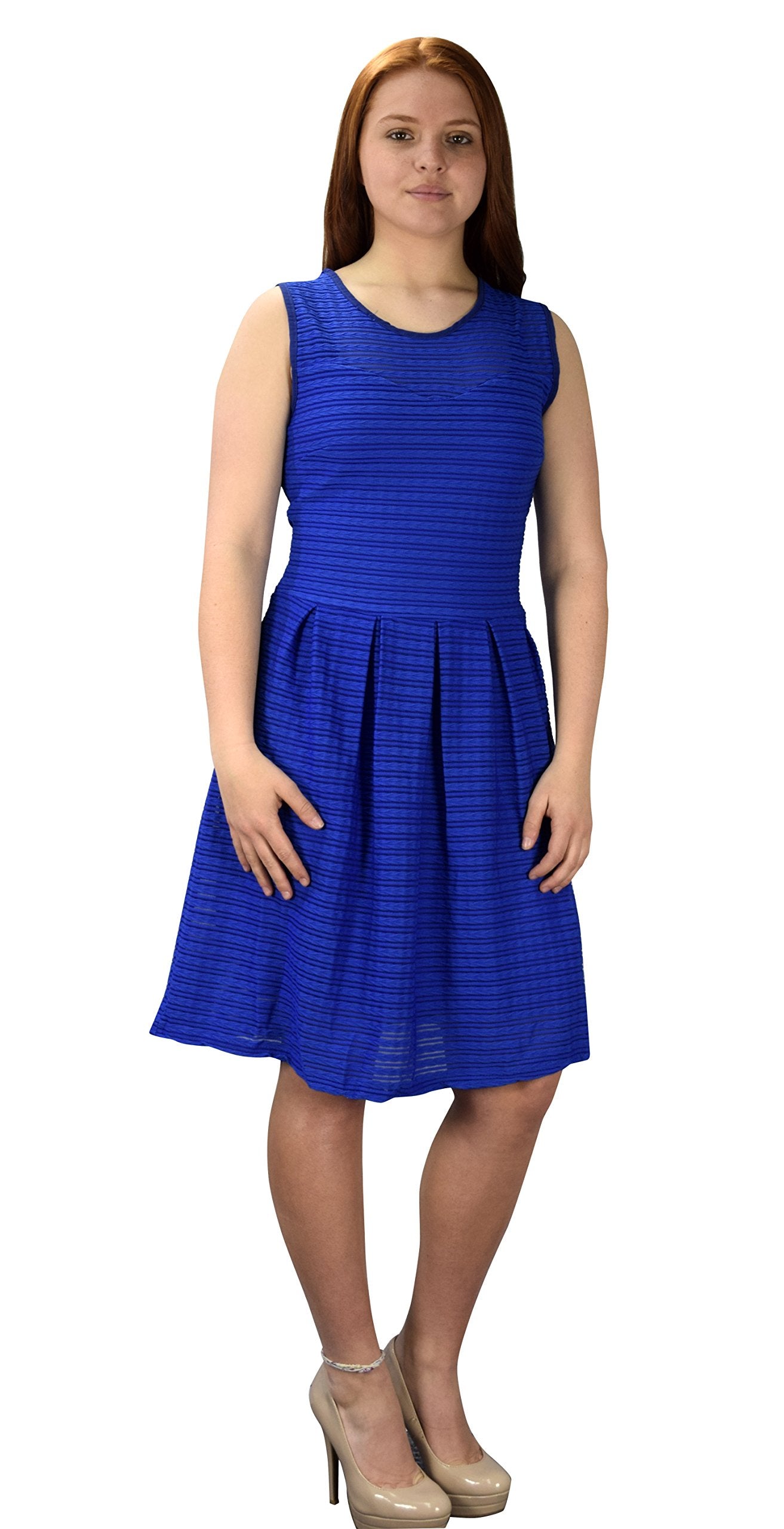 Wholesale Bulk Lot: Womens Striped Sleeveless Summer Tank Skater Mini Dress Blue S