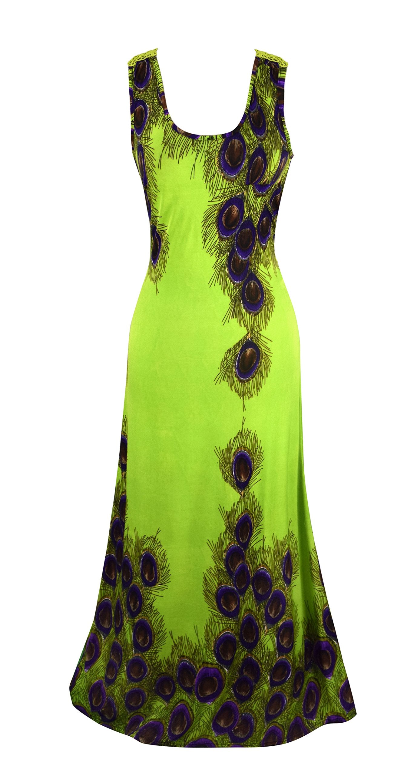 Wholesale Bulk Lot: Peacock Feather Crochet Back Green Maxi Party Dress Large