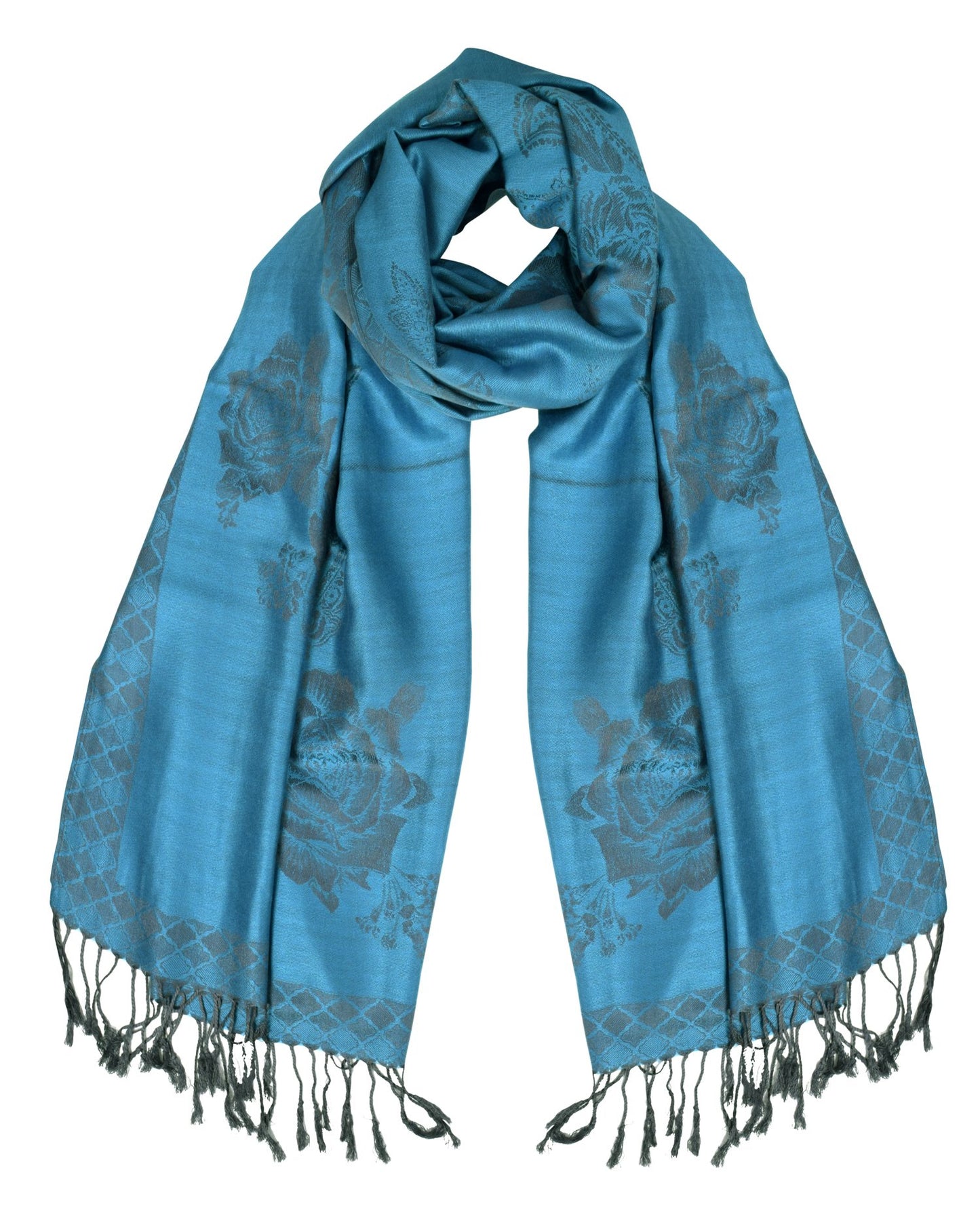 Wholesale Bulk Lot Floral Pashmina Wrap Scarf Elegant Rose Turquoise Grey Shawl for Resellers