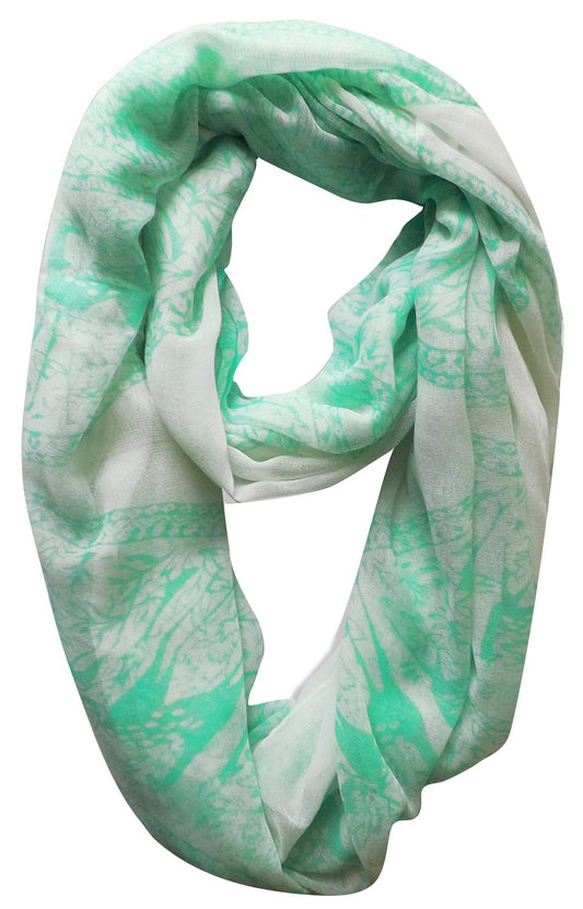 Wholesale Bulk Lot: Mint Green Luxury Deer Animal Print Infinity Loop Scarf for Resellers