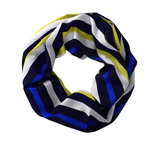 Wholesale Bulk Lot: Bold Striped Vintage Style Multi Color Infinity Loop Scarf Navy Green Reseller
