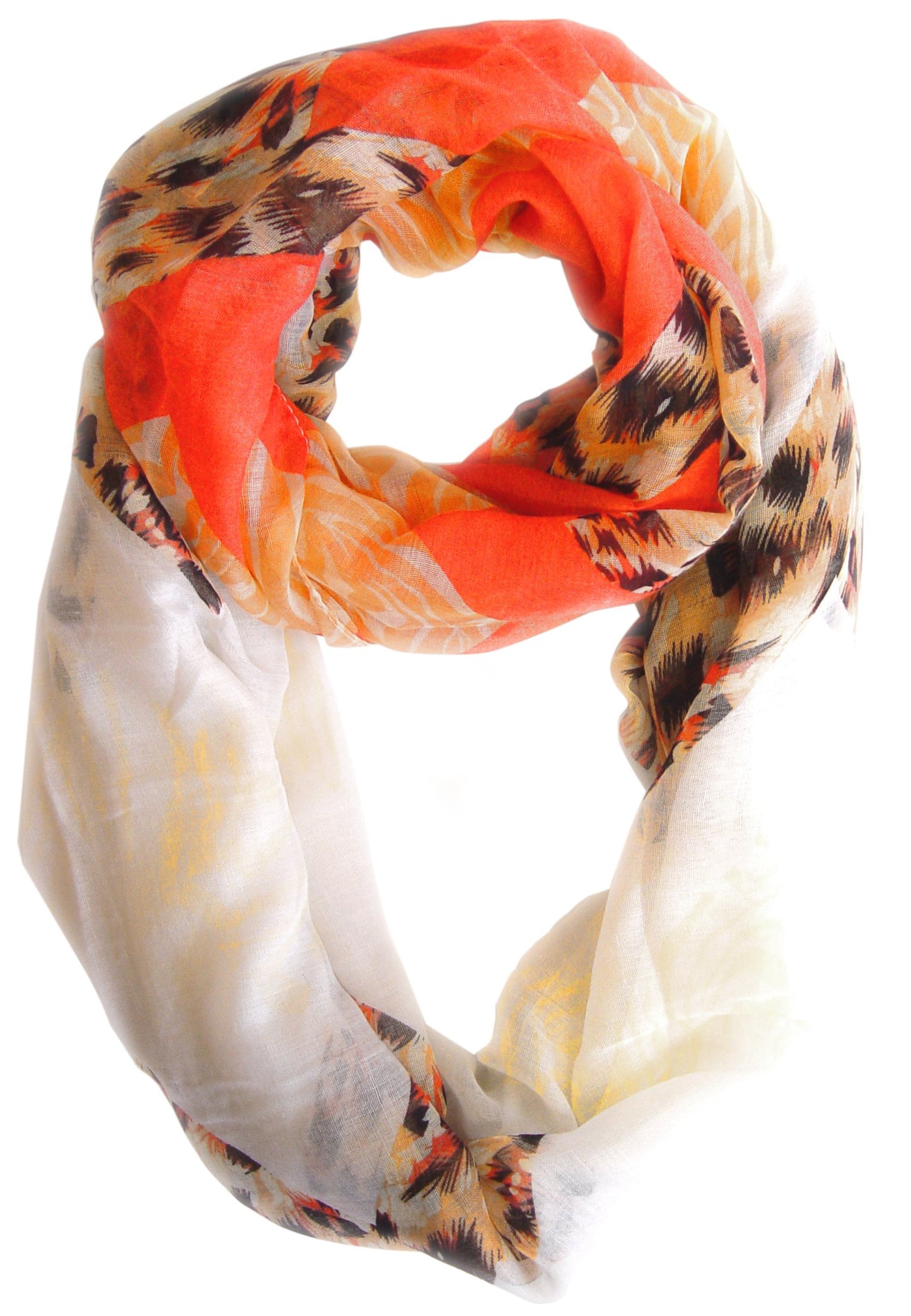 Wholesale Bulk Lot: Salmon Orange Mixed Animal Print Wide Chevron Infinity Loop Scarf Reseller Pack