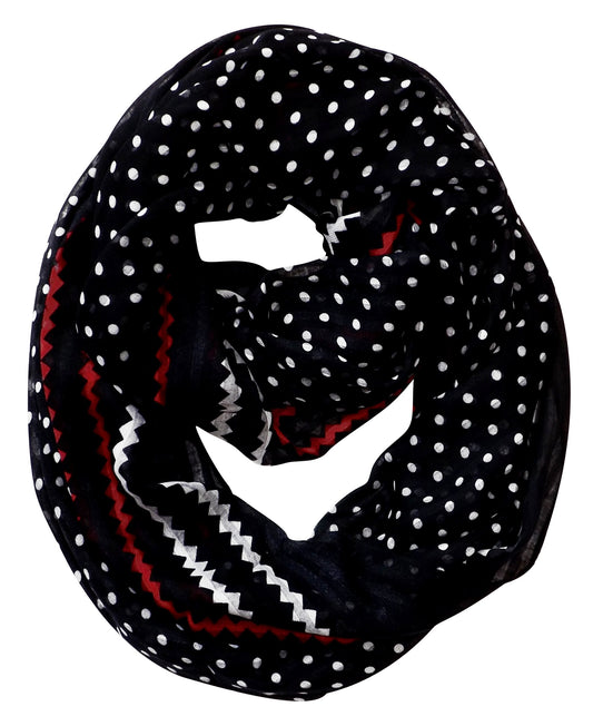 Wholesale Bulk Lot: Polka Dot Chevron Sheer Black Infinity Loop Scarf Reseller Pack