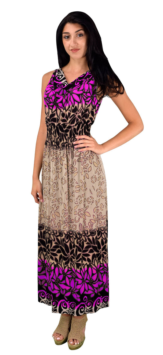 Wholesale Bulk Lot: Women's Vintage Boho Floral Sleeveless Maxi Dress, Medium