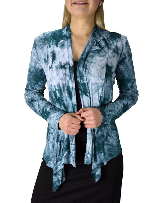 Wholesale Bulk Lot: Turquoise Tie Dye Asymmetric Hem Cardigan Top S/M