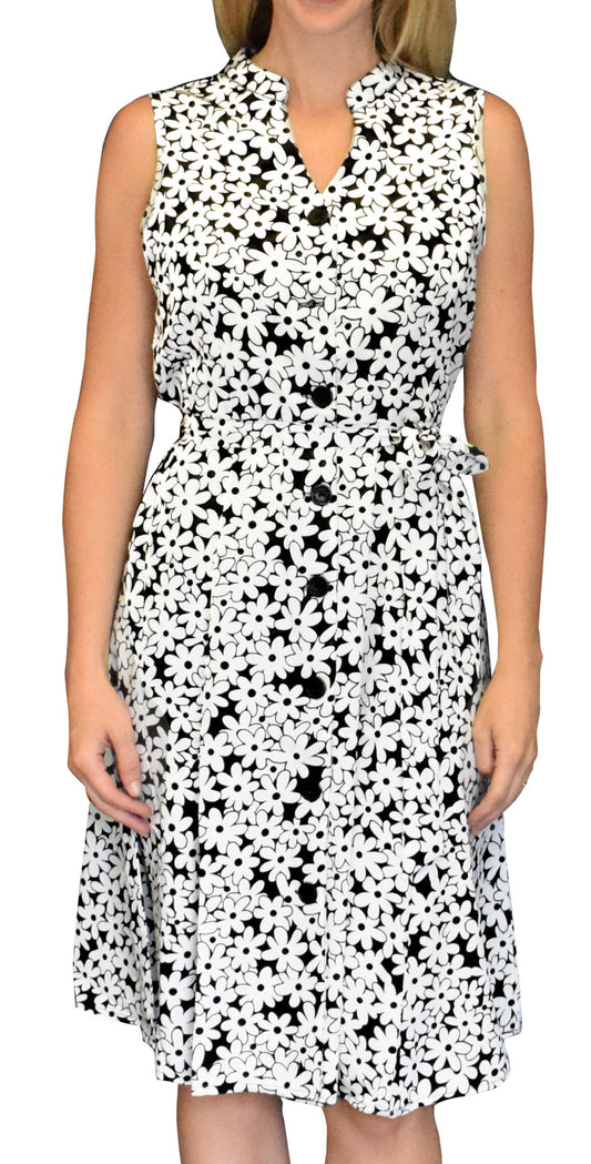 Wholesale Bulk Lot: Silky Vintage A Line Sleeveless Belted Dress Small Daisy