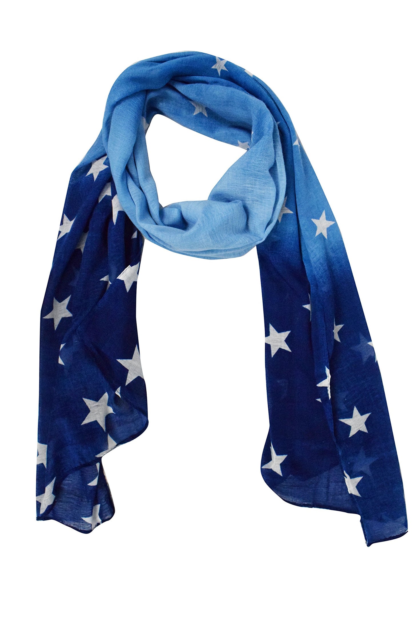 Wholesale Bulk Lot: Womens Patriotic Blue Fading Star Print Light Scarf Reseller Pack