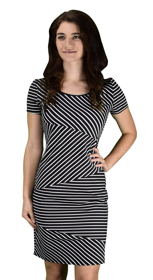 Wholesale Bulk Lot: Women’s Diagonal Striped Bodycon Party Dress Large Black