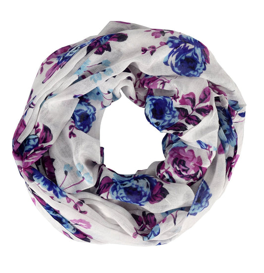 Wholesale Bulk Lot: Vintage Floral Rose Sheer Infinity Circle Loop Scarf Blue Purple Reseller Pack