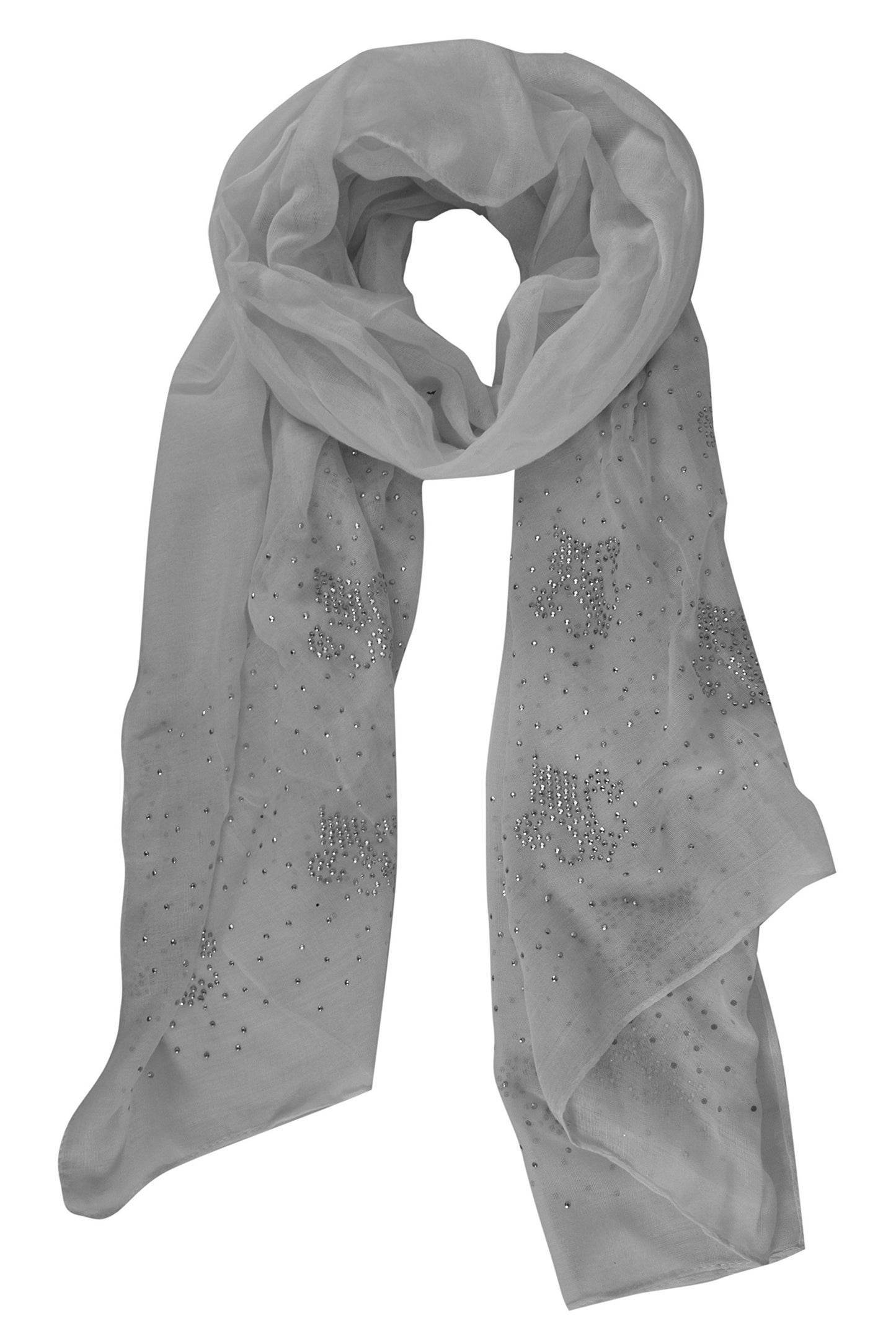 Wholesale Bulk Lot: White Glittering Rhinestone Studded Scarf Summer Shawl Reseller Pack