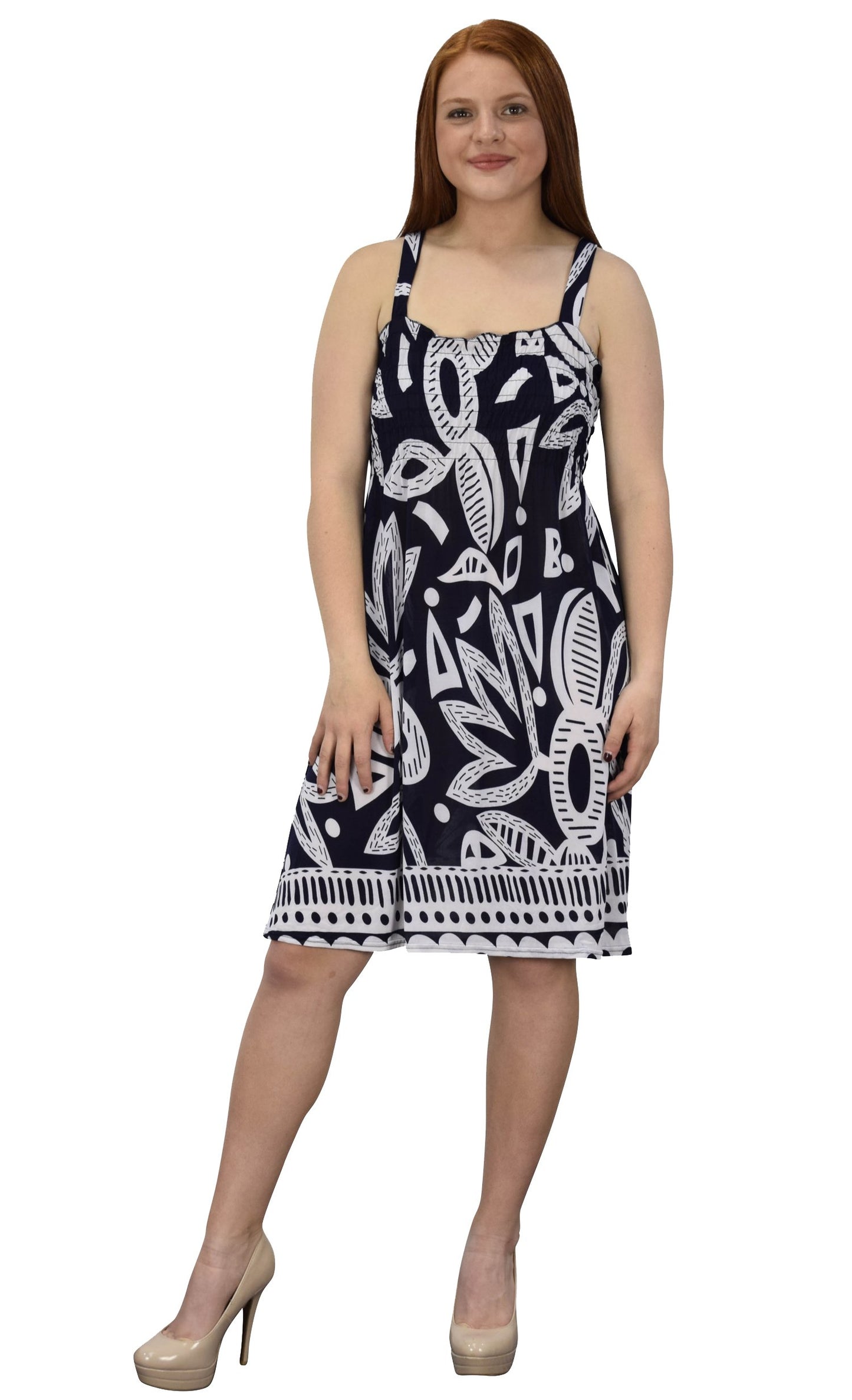 Wholesale Lot: Juniors Exotic Smocked Printed Summer Dress Aztec Black White XXL