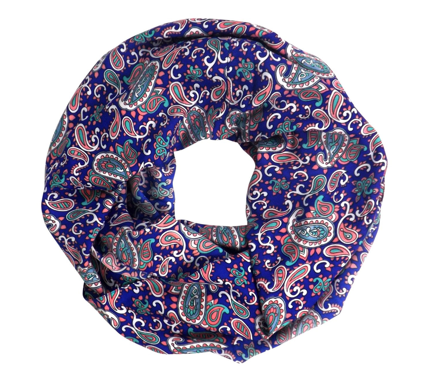 Wholesale Bulk Lot: Blue Bohemian Paisley Print Infinity Loop Scarf for Resellers