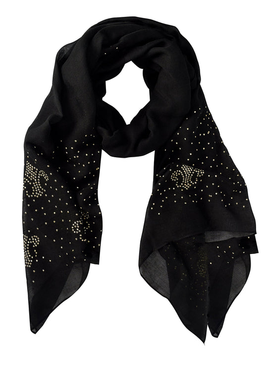 Wholesale Bulk Lot: Classic Black Glittering Sparkle Studded Scarf Shawl Wrap for Resellers