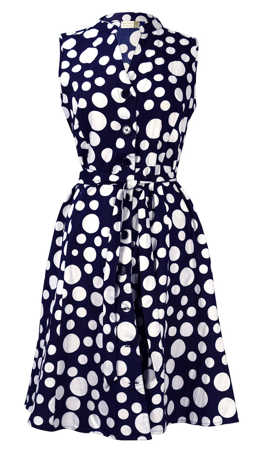 Wholesale Bulk Lot: Women's Vintage Retro Button Up Party Shift Dress Navy/White