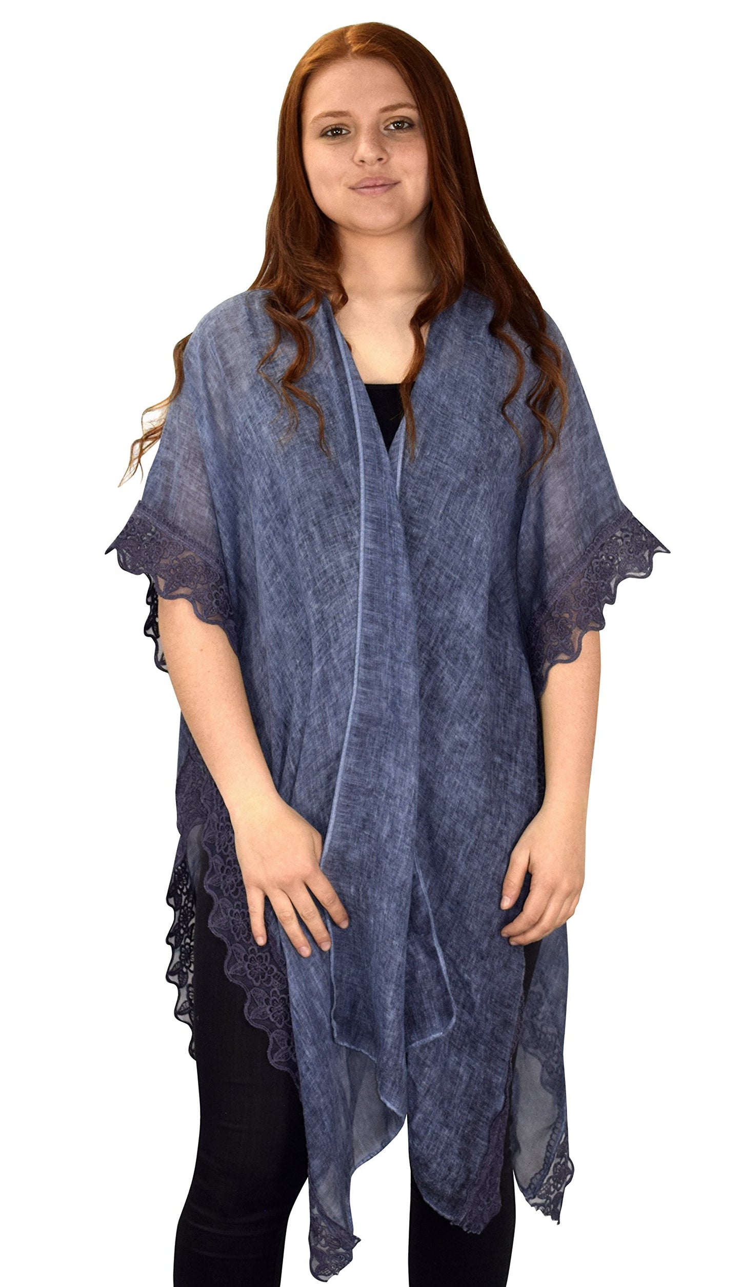 Wholesale Bulk Lot: Navy Elegant Lace Pearl Border Vintage Summer Cardigan Poncho