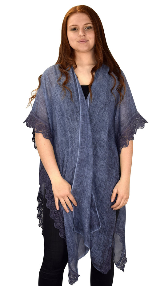 Wholesale Bulk Lot: Navy Elegant Lace Pearl Border Vintage Summer Cardigan Poncho
