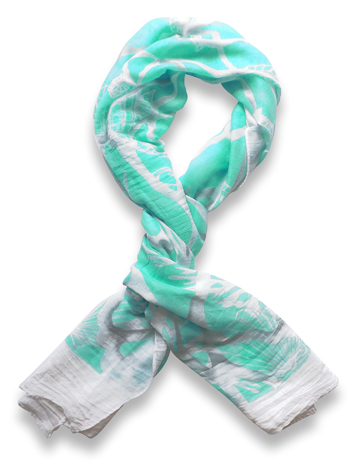 Wholesale Bulk Lot: Nautical Seahorse Shell Mint Light Fringe Scarf Reseller Pack