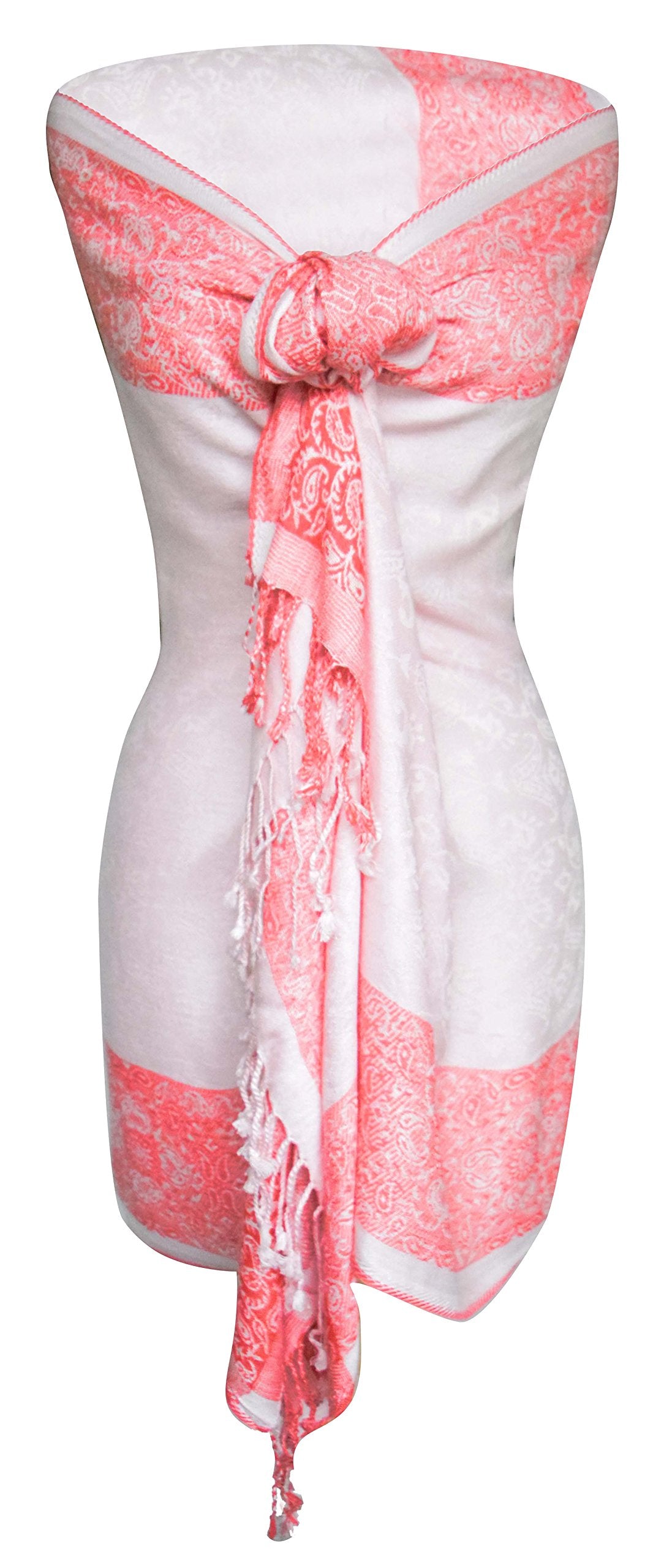 Wholesale Bulk Lot Reversible Paisley Floral Pashmina Wrap Shawl Pink Red for Resellers