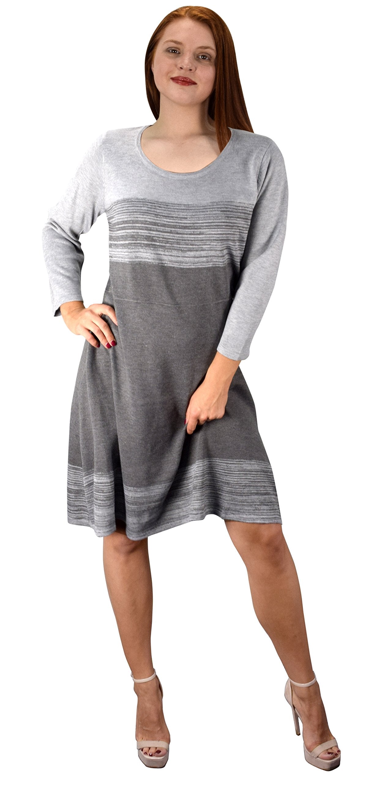 Wholesale Bulk Lot: Grey Fine Gauge Stripe Sweater Dress Size Medium