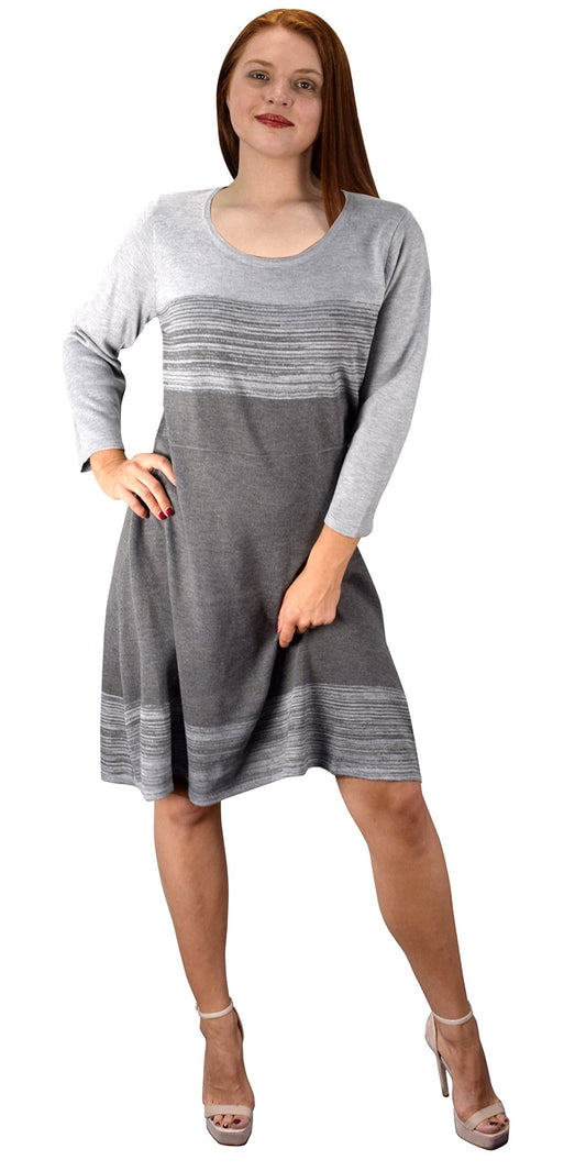 Wholesale Bulk Lot: Grey Fine Gauge Stripe Sweater Dress Size Medium
