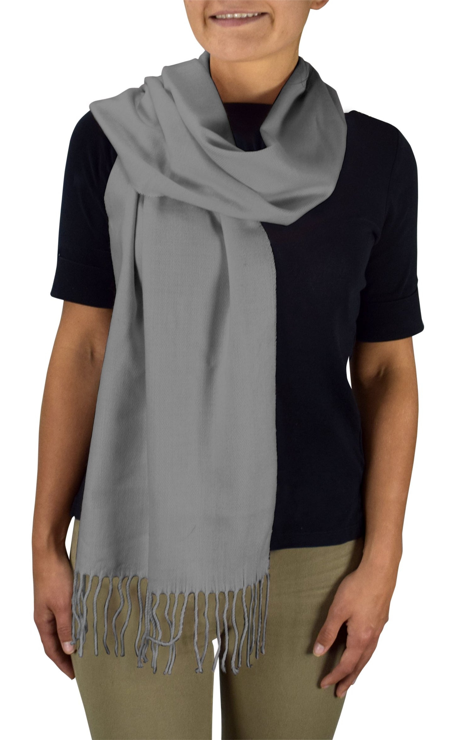 Wholesale Bulk Lot: Soft Warm Cashmere Feel Grey Solid Unisex Scarves Reseller Pack