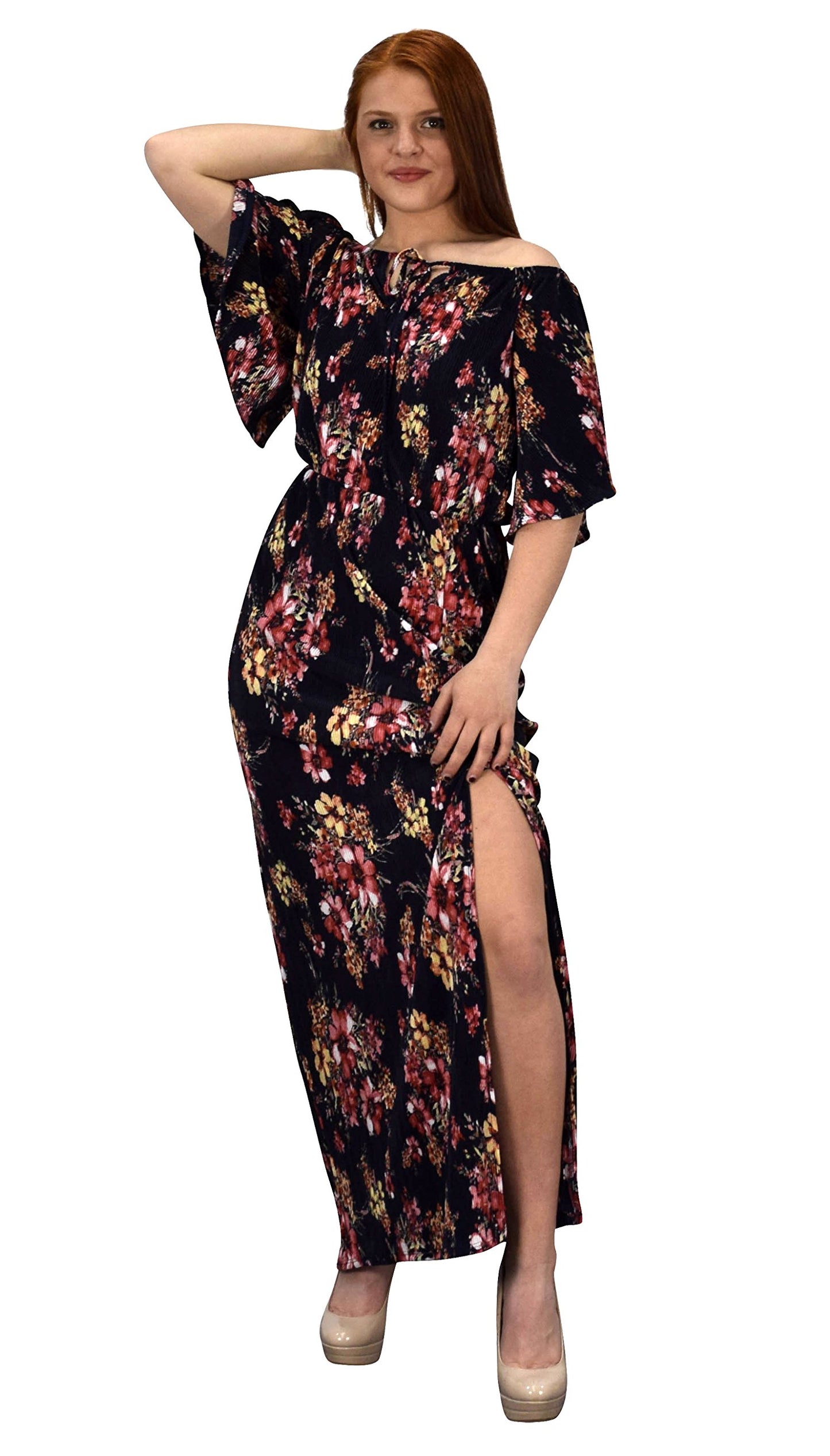 Wholesale Bulk Lot: Womens Summer Gypsy Bohemian Floral Maxi Dress Navy Small