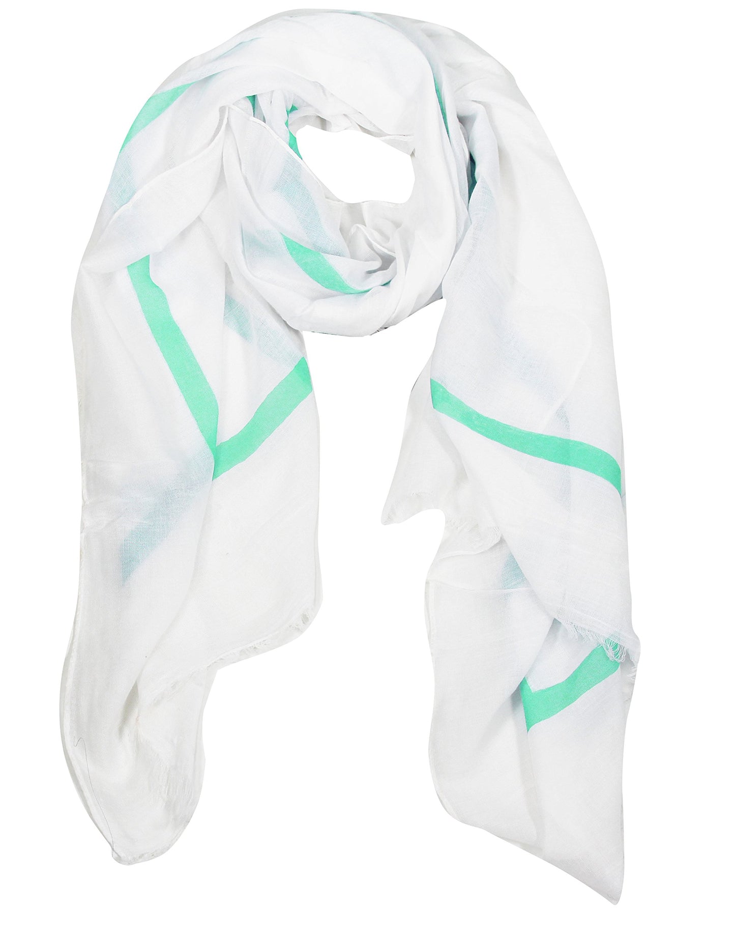 Wholesale Bulk Lot: Vintage Soft Cotton Block Stripe Scarf Shawl Wrap Mint Reseller Pack