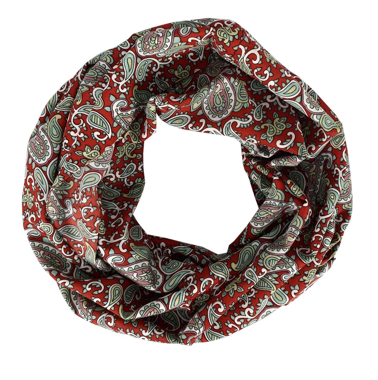 Wholesale Bulk Lot: Paisley Printed Infinity Loop Scarf Red Summer Fashion Reseller Pack