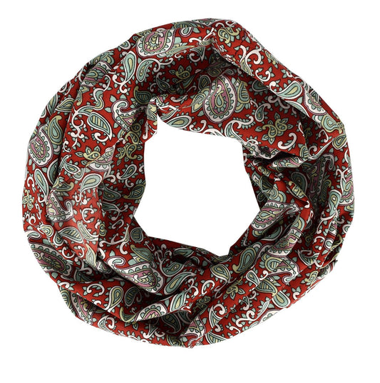 Wholesale Bulk Lot: Paisley Printed Infinity Loop Scarf Red Summer Fashion Reseller Pack