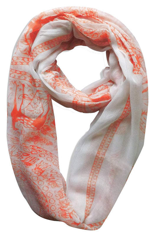 Wholesale Bulk Lot: Luxury Deer Animal Print Infinity Loop Scarf Peach Reseller Pack