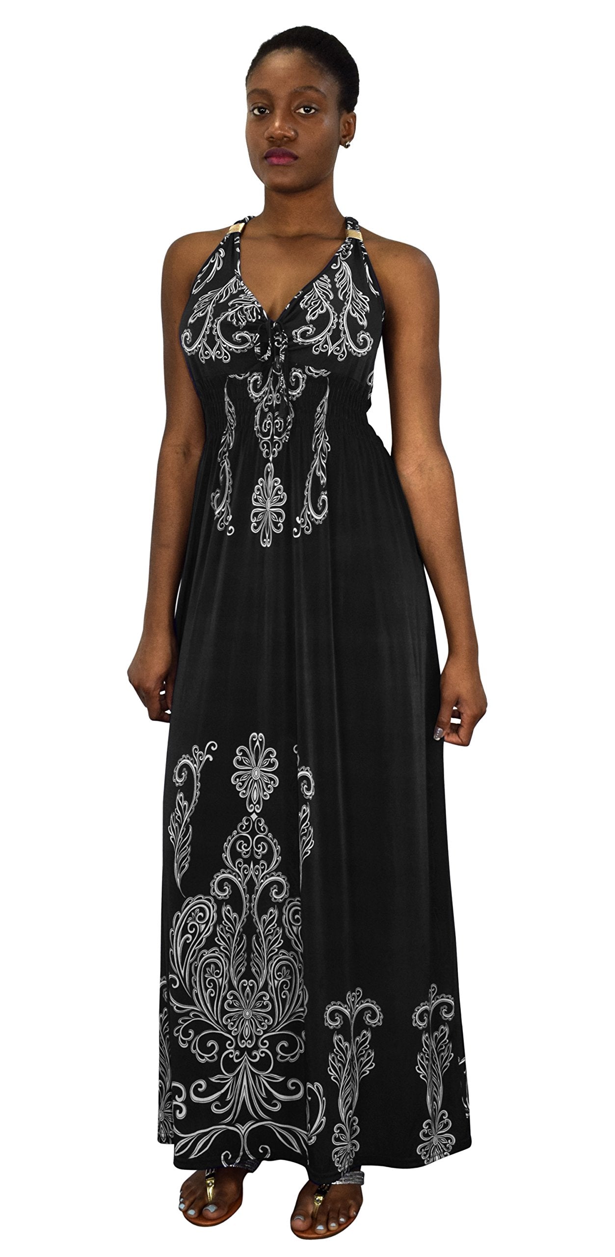 Wholesale Bulk Lot Paisley Floral Animal Print V Neck Plus Size Maxi Dress Black