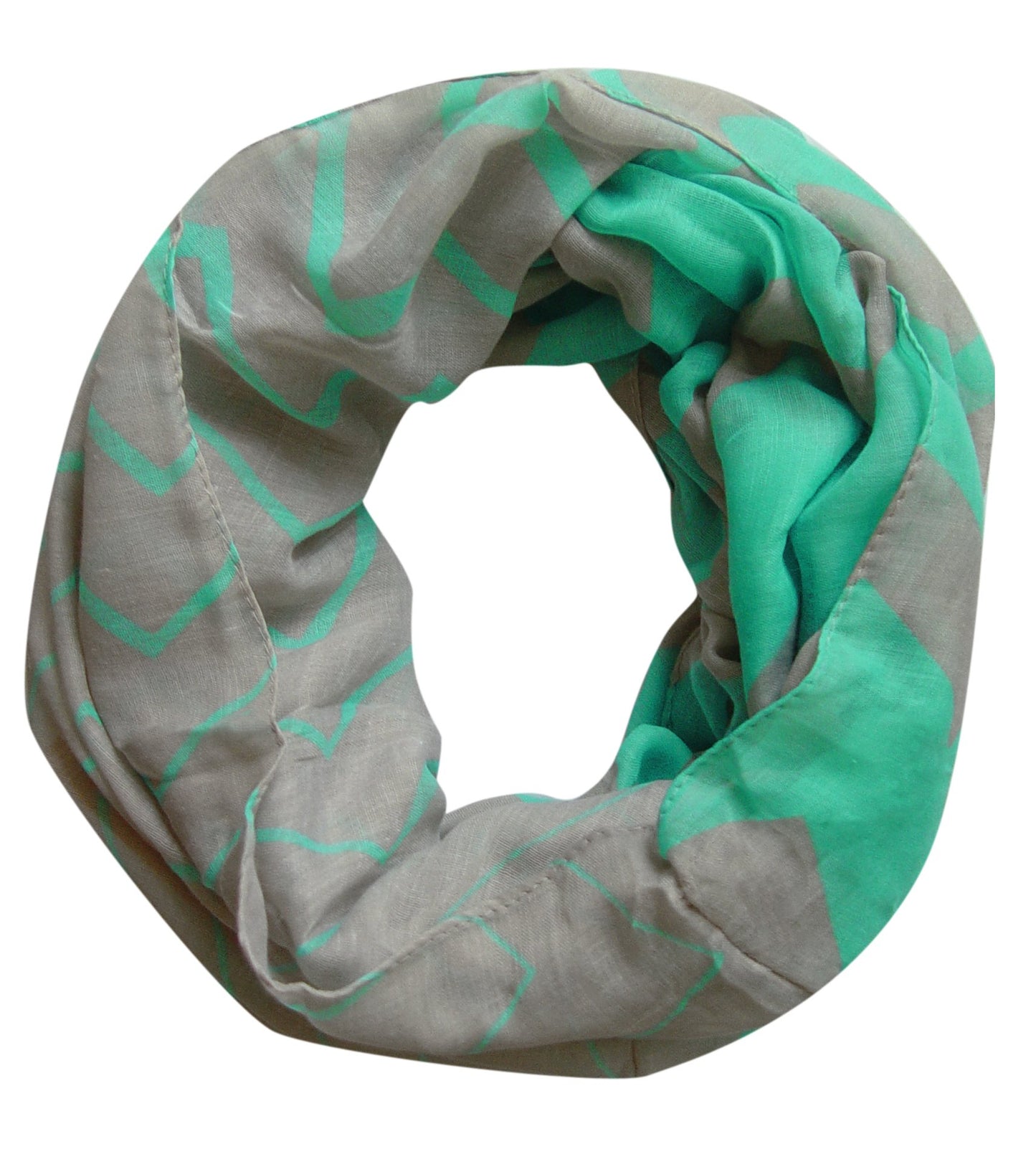 Wholesale Bulk Lot: Two-toned Mint Grey Wide Chevron Infinity Loop Circle Scarf for Resellers