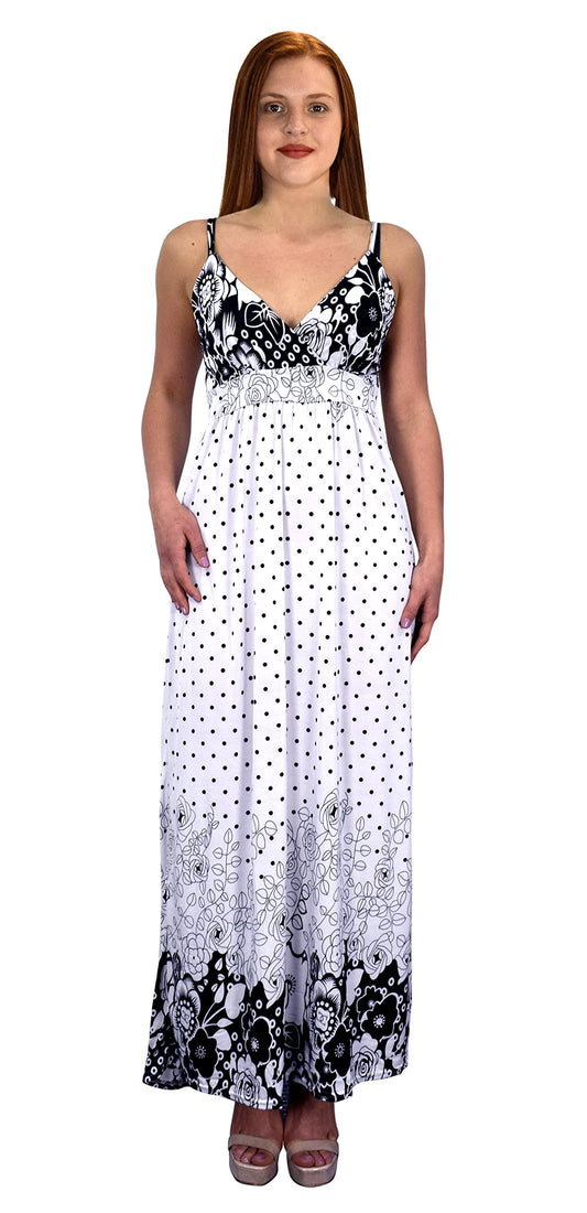 Wholesale Bulk Lot: Paisley Spaghetti Strap Vintage Maxi Dress XL White