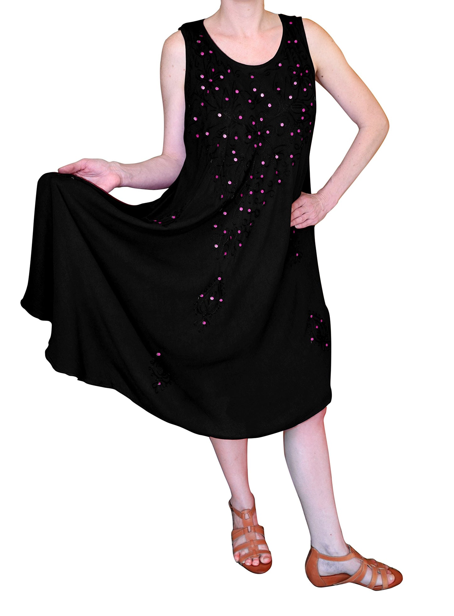 Wholesale Bulk Lot: Embroidered Gem Bathing Suit Cover Up A Line Dress Black OS