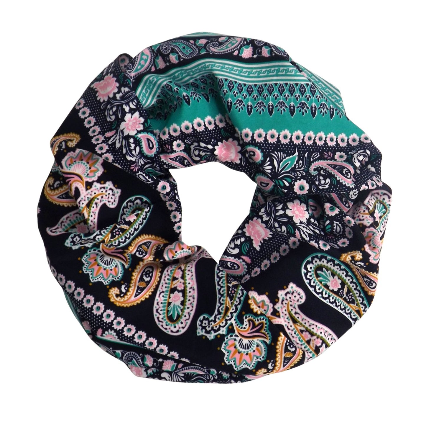 Wholesale Bulk Lot: Vintage Bohemian Teal Paisley Infinity Loop Scarf for Resellers