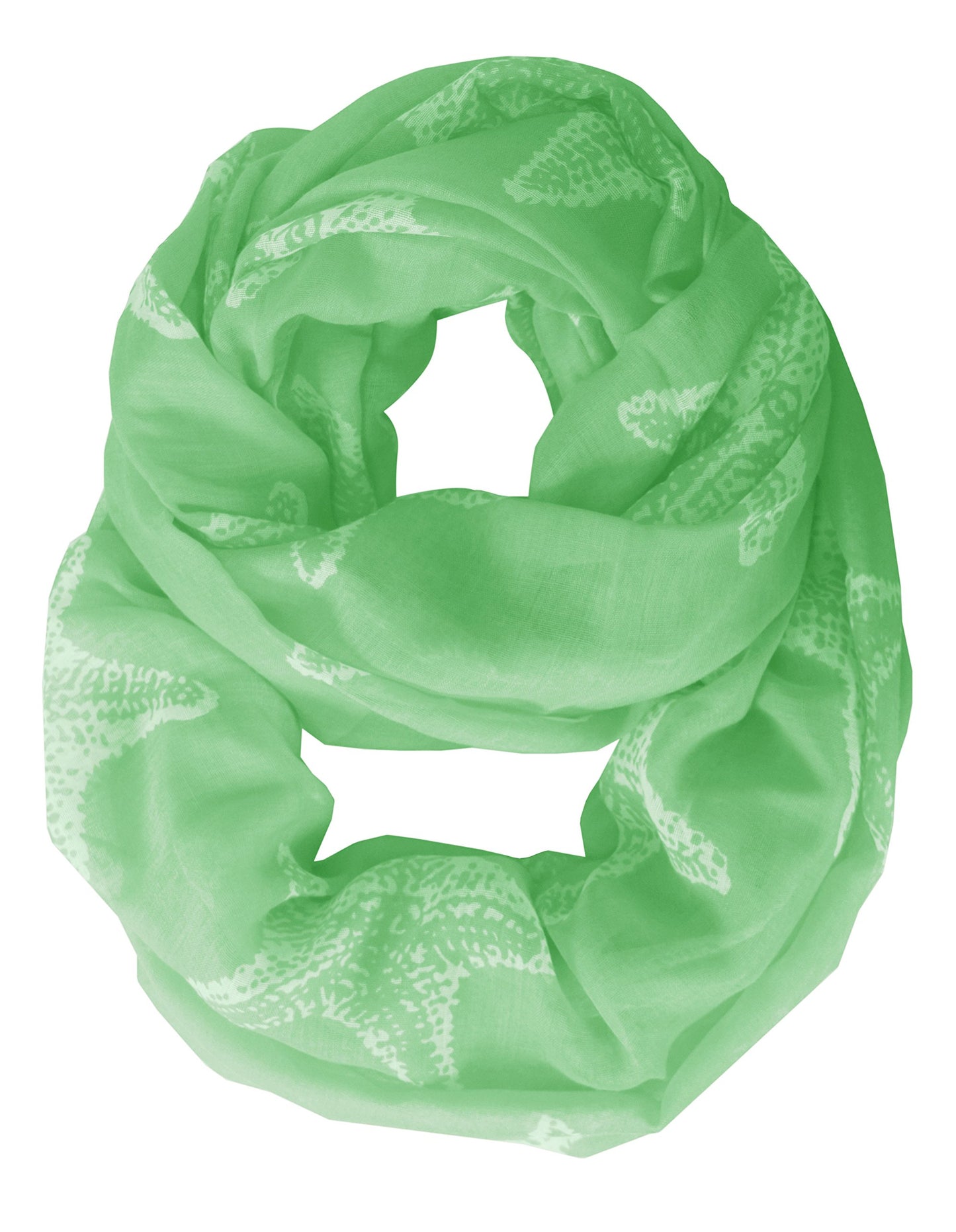 Wholesale Bulk Lot: Summer Fashion Starfish Design Boho Infinity Loop Scarf Green Reseller Pack